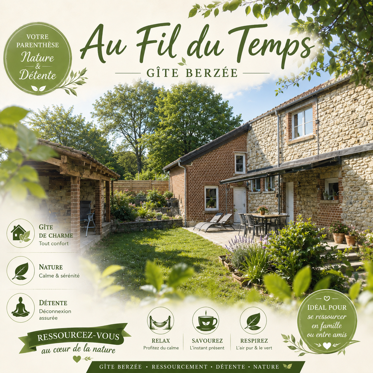 Logo au Fil du temps gîte Berzée 